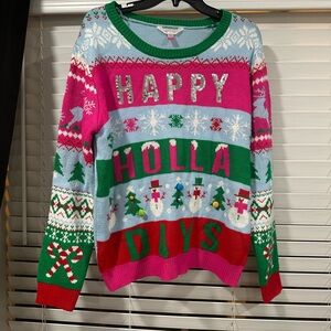 No Boundaries Green and Pink ugly Christmas Sweater , junior size 2X